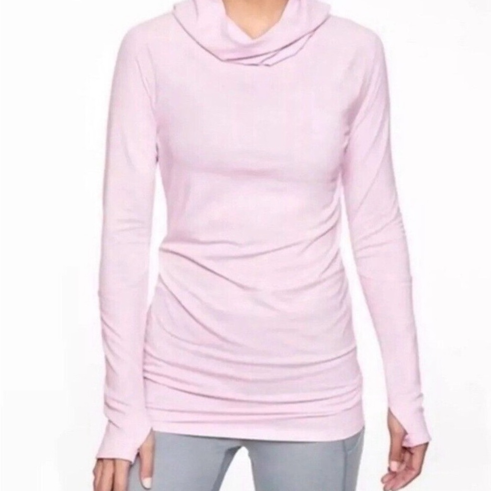 Athleta Soft Pink Cowl Neck hoodie medium tunic legging length